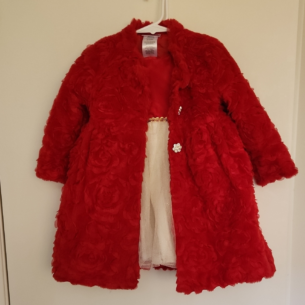 Blueberi Boulevard Floral Red Kids Coat